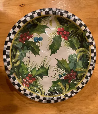 MacKenzie-Childs Holly & Berry Courtly Check Dessert Paper Plates 10/Pack • $9.99