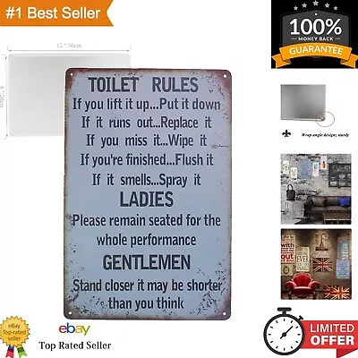 Metal Tin Sign Toilet Rules Warning Sign Bar Cafe Garage Wall Decor Retro Vin... • $16.33