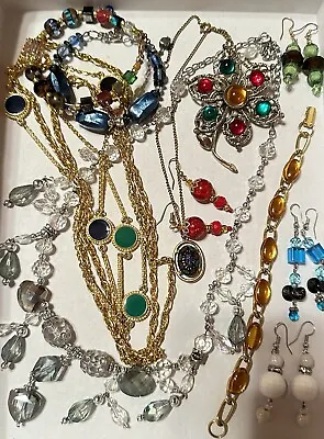 Vintage Costume Jewelry Lot Necklaces Bracelets Earrings Pin Brooch • $19