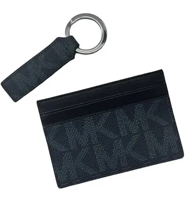 Michael Kors Cardholder And Keychain Set - Black - Card Wallet & Key Fob NEW • $35