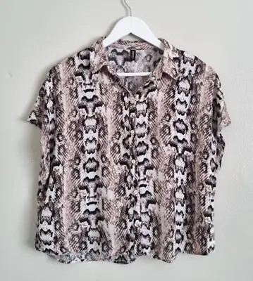 £5 • Buy H&M Divided Blouse Shirt Size 10 Womens Snakeskin Print