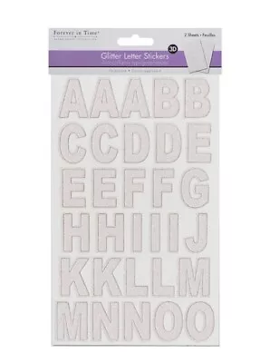 Forever In Time WHITE GLITTER ALPHABET 3D Chipboard Stickers - 2 Sheets - BNIP • $5.69