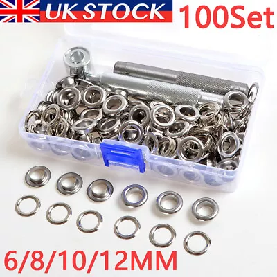 Eyelet Punch Die Tool Set Leather Craft Banner Kit Eyelets Grommet Washer 100set • £8.39