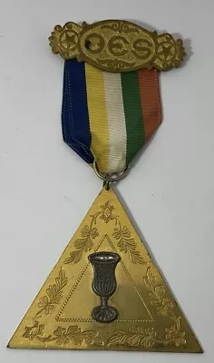 Vintage Order Eastern Star Oes Masonic Lodge Triangle  Medal Badge • $18.44