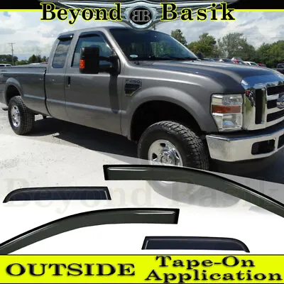 $34.31 • Buy 1999-2016 Ford F250-F550 Extended Cab 4PC SMOKE Door Vent Visors Window Guards