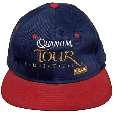 Quantum Tour Edition USA Bait Casting Fishing Rod Leather Strapback Baseball Cap • $17.95