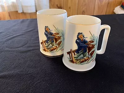 Norman Rockwell Museum Mugs-Braving The Storm-1985-Set Of 2 • $7.99