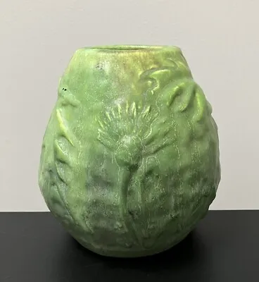 Antique Cambridge Arts & Crafts Matte Green Art Pottery Vase Oak Leaf & Thistle • £308.80