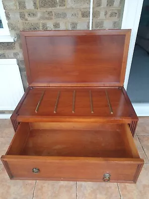 Vintage Ottoman Luggage Chest Drawer Fruitwood Furniture Genuine Leather Top • £500