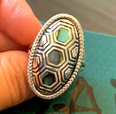 John Hardy Jai Size 7 Large Abalone Oval Shaped Cocktail Sterling Silver Ring • $245