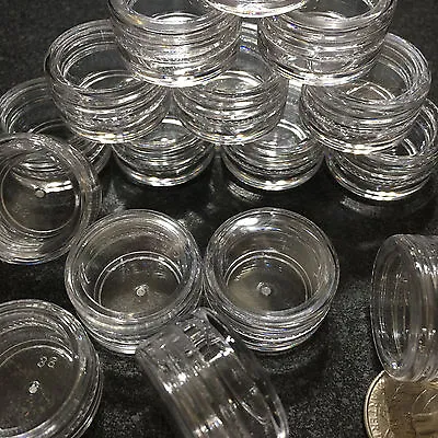 Empty Cosmetic Jar Small Sample 3 Gram Beauty Lip Balm Container Clear (100)5038 • $62.95