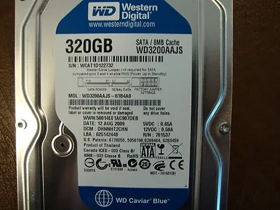 Western Digital WD3200AAJS-61B4A0 DCM:DHNNHT2CHN 320gb Sata 3.5  Hard Drive • £46.86