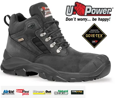 Mens U-power Waterproof Gore-tex Steel Toe Cap Leather Safety Work S3 Boots Size • £59.95
