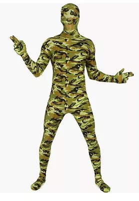 NEW Commando Green Camouflage Morphsuit Size XL Costume Fits 5'10  To 6'3  CAMO • $17.95