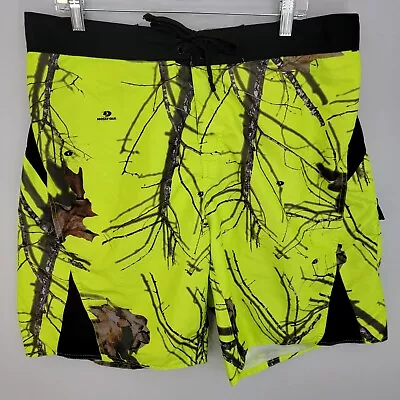 Mossy Oak Swim Trunks Shorts Men's Size Large (36W) Yellow Realtree Print Ins 10 • $8.44