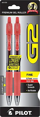 Pilot G2 Premium Gel Roller Pens Fine Point 0.7 Mm Red Pk Of 2 Roller Ball Pen • $5.11