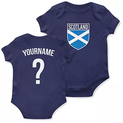 Baby Scotland Flag Badge Custom Name And Number Babygrow Football Personalised • £13.99