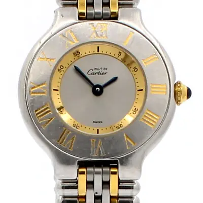 Ladies CARTIER Must De Cartier 21 Steel And Gold Round Dress Watch Ref: 1340 • $1401.56