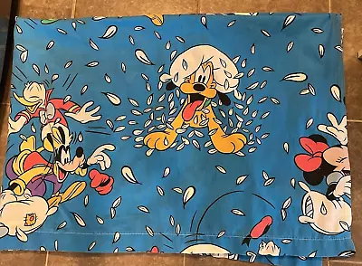 Vintage Disney Mickey Mouse & Friends Pillow Fight Twin Flat Sheet • $25