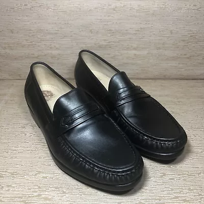 SAS Ace Hand-Sewn Genuine Leather Loafers Shoes BLACK Men’s 12 Wide Made In USA • $34.95