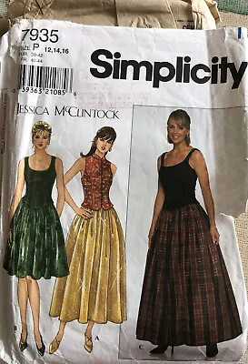 Dressmaking Pattern Ladies Skirt BasqueSimplicity 7935 Used Cut To 12 Size 12-16 • £4.99