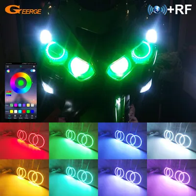 For Kawasaki Ninja ZX14R ZZR1400 Multi Color RGB LED Angel Eyes Kit Halo Rings • $49.88