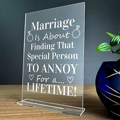 Funny Marriage Plaque Gift Wedding Anniversary Gift For Husband Wife Novelty • £7.99