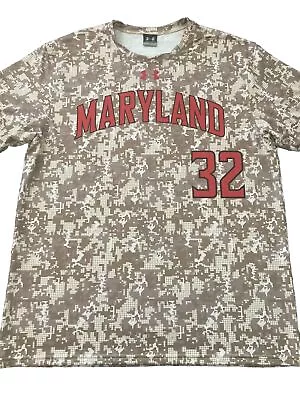 Under Armour Men's L Maryland Terrapins Crew Baseball Jersey Camo Dri Fit Terps • $20.97