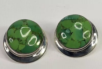 Jay King Mine Finds DTR Sterling Silver &Green Malachite Button Stud Earrings • $34.98