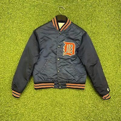 VTG 90s Detroit Tigers MLB Starter Jacket Big Logo Youth Medium Baseball Satin • $59.99