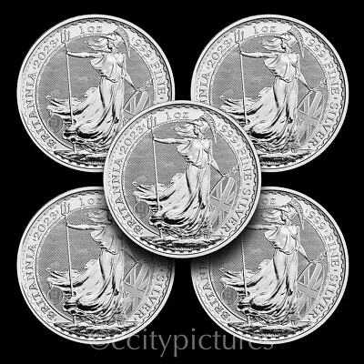 (5) 2023 1 Oz 999 Silver UK Britannia Royal Mint £2 GEM BU Coins From Mint Roll • $179.75