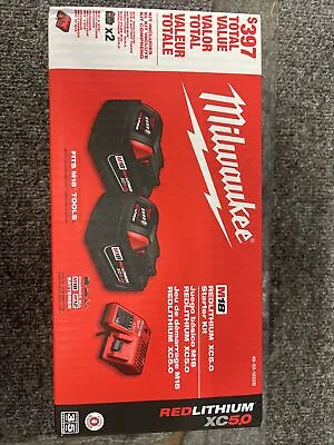 Milwaukee M18 2 Pack XC5.0 Ah Starter Kit Battery Charger 48-59-1852B - SEALED • $150