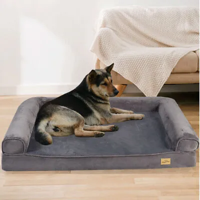 $25.93 • Buy L-XXL Solid Orthopedic Dog Bed Large Pet Lounger Big Couch W Pillow Soft Bolster