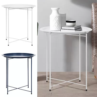 Butlers Tray Table Top Side Table Foldable Living Room White Grey • £10.99