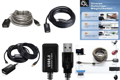 $14.27 • Buy 5m 10m 15m USB 2.0 Active Repeater Extension Cable Signal Extension