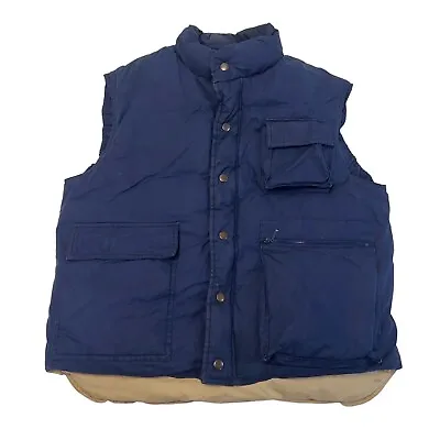 J. Crew Mens NAVY BLUE Goose Down Puffy Bubble Puffer Vest Jacket Coat MED • $29.99