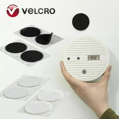 HEAVY DUTY VELCRO® WHITE & BLACK SELF ADHESIVE COINS Stick On Industrial Dots • £13.14