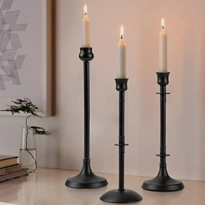 £29.12 • Buy Matte Black Taper Candlestick Holders Set Of 3 - Metal Taper Candle Holders F...