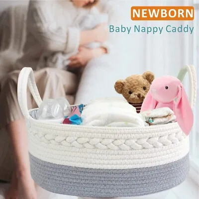 £13.99 • Buy Baby Diaper Caddy Nappy Organizer - Stylish Rope Nursery Storage Bin