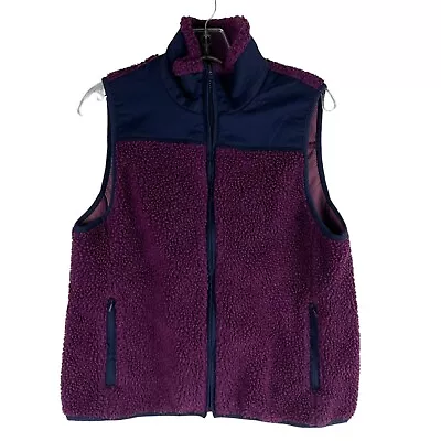 J. Crew Sherpa Zip Vest Jacket Front Zip Purple Blue Women  Size M • $15
