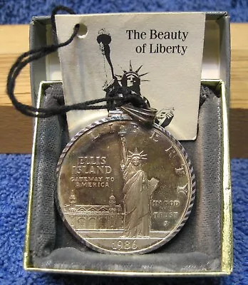 Statute Of Liberty Ellis Island Pendant 1986-S Silver Dollar Commemorative Coin • $52