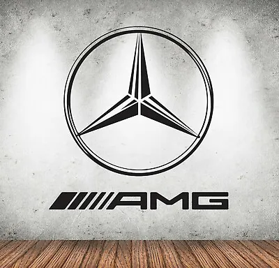 Mercedes Benz Wall Decal Art Garage AMG Logo Car Vinyl Wall Sticker Decor NL80 • $29.95