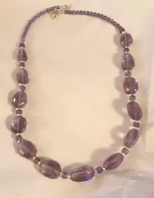 QT Southwestern Sterling Silver Amethyst 20  Beaded Necklace Signed • $80.99