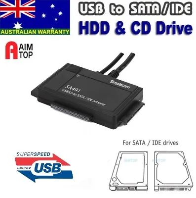 $39.90 • Buy 3-IN-1 USB 3.0 To 2.5 , 3.5  & 5.25  SATA/IDE Adapter With Power Supply