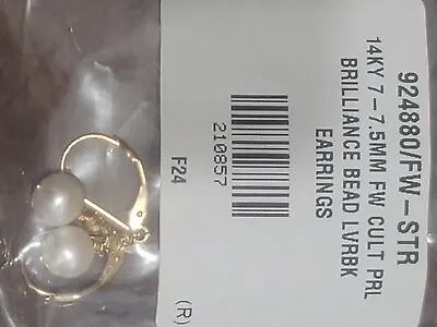 £64.74 • Buy 14kt Gold Leverback Earrings 7 MM PEARLS W Gold Bead Drops!