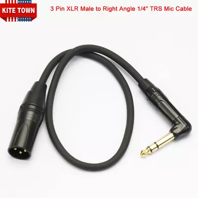 3 Pin XLR Male To Right Angle 1/4  TRS Balanced Stereo Microphone Cable • $12.34