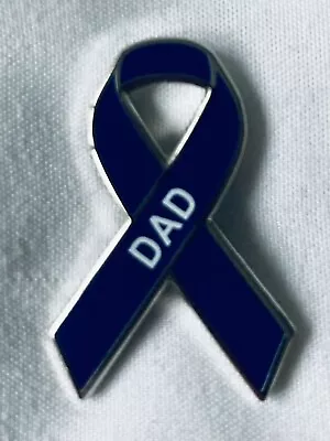 **NEW** Bowel Cancer ' DAD ' Awareness Ribbon Enamel Badge / Brooch. • £3.99