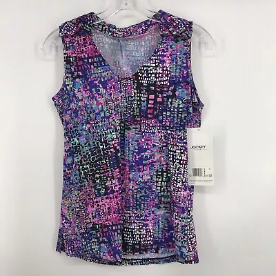 $13.99 • Buy Jockey Person To Person Sz XS Purple Multi Pullover Collared Sleeveless Top NWT