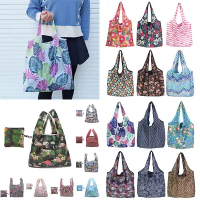 Large Reusable Shopping Bags Heavy Duty Foldable Grocery Tote Bag Handbag Pouch- • $5.39