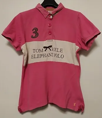 Joules Polo Shirt Womens Size 18 XXL Pink White #3 Elephant Polo Slim Workwear • $12.55